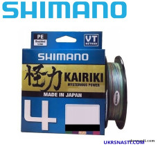 Шнур плетёный Shimano Kairiki 4 PE диаметр 0,19мм размотка 150м разноцветный